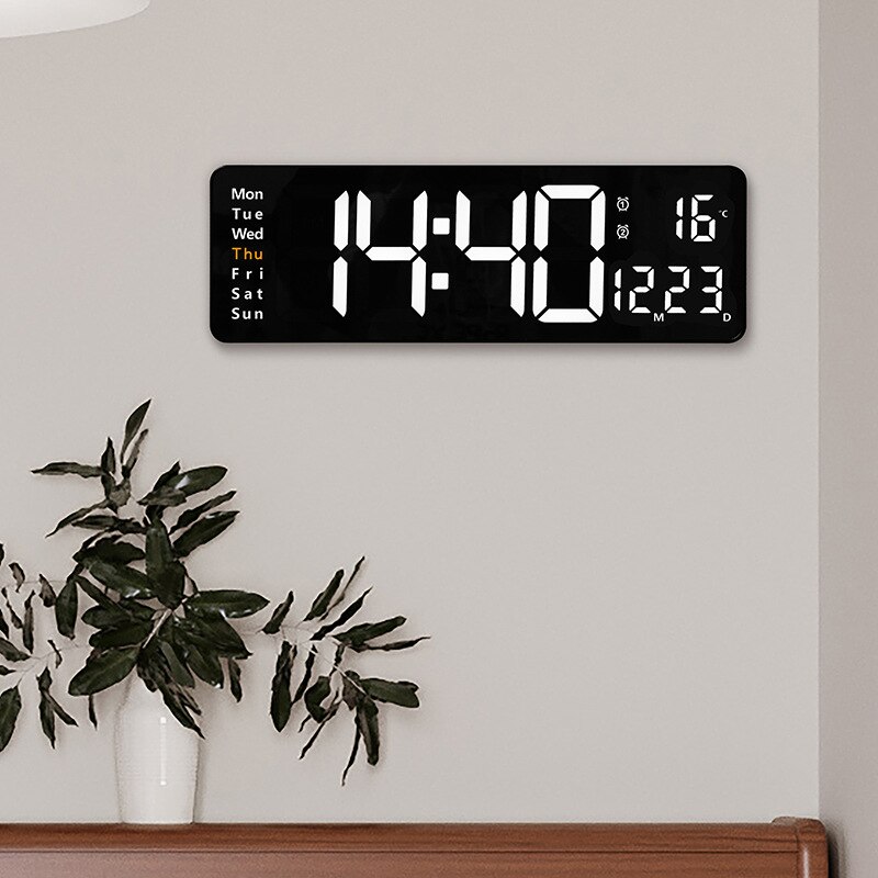 Große Elektronische Wanduhr Fernbedienung Temp Datum Energie aus Speicher Tisch Uhr Zauberstab Dual Alarme Digital LED uhren