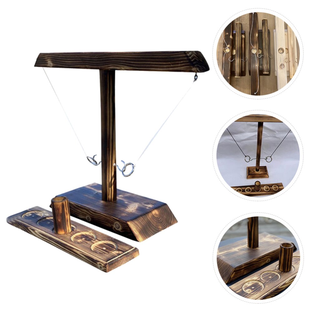 1 Set Hook and Shot Ladder Game Wooden Ring Toss Board Game