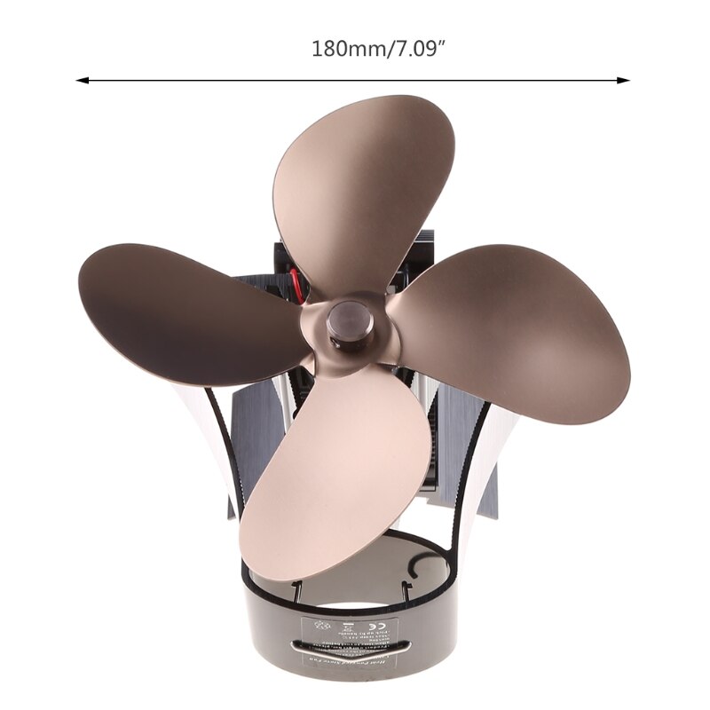 4-Blade Stove Top Fan Heat-Powered Wood Log Burner... - Vicedeal - View #4