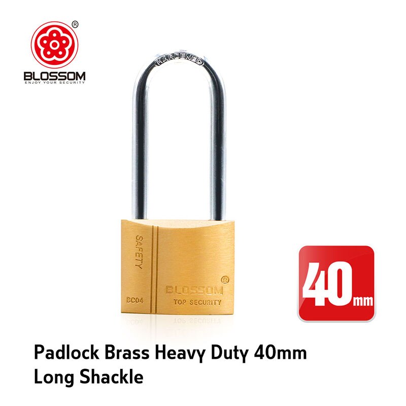 BLOSSOM 40cm Brass Padlock with Keys Heavy Duty Security Safely Lock Interior or Exterior Gates Sheds Lockers Bikes Tool Box