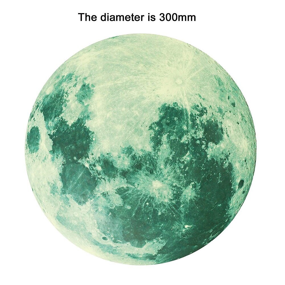 3D Moon Luminous Stickers for Kids Rooms Glowing Stars Wall Decal DIY Mural Art home Decoration Bedroom Glow in the Dark Sticker: 30x30cm Green light