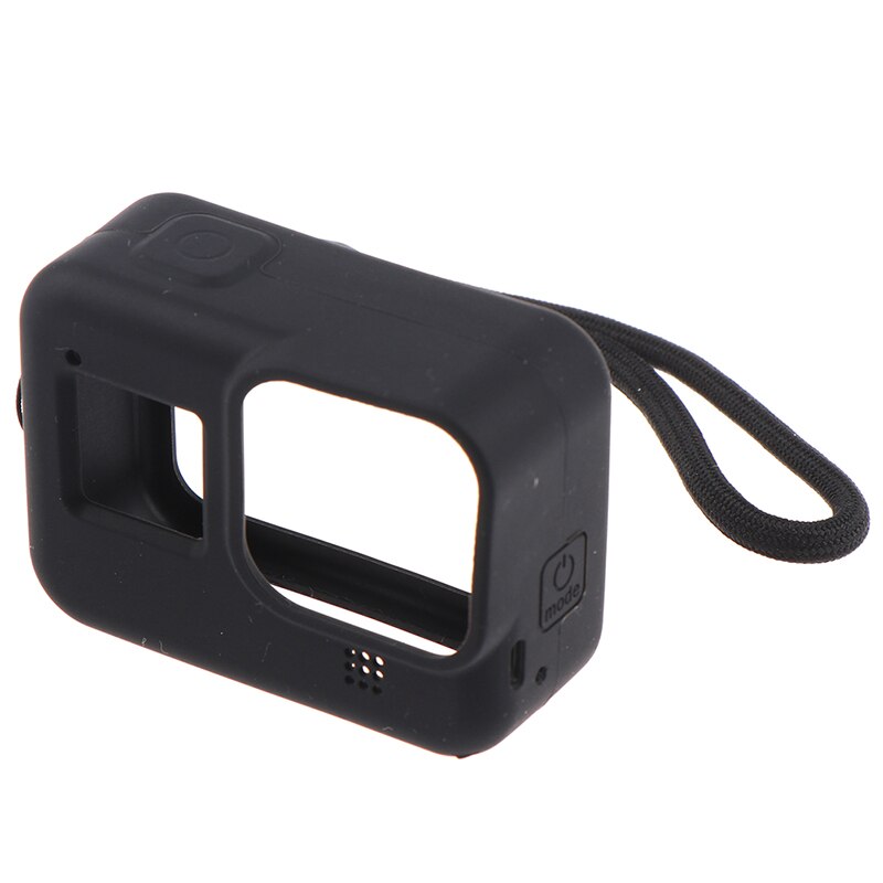 Siliconen hoesje voor gopro hero 8 zwart/blauw beschermfolie lensbehuizing voor gopro 8 accessoires: Zwart