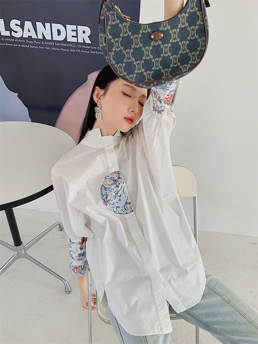 Blusa de seda china clásica para mujer, camisa de manga larga, partes de arriba con estampado de flores, traje tang, ropa china antigua, qipao,