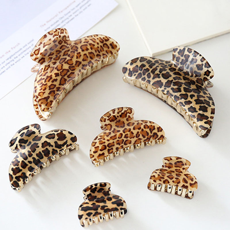 Store små plastik arcylic leopard hår kløer til kvinder hårspænder piger hårnåle klør klemme banan hår værktøj