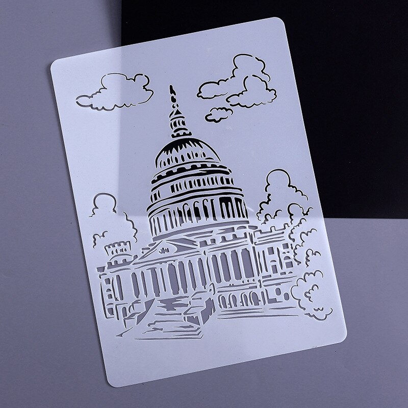 Drawing Template Ruler DIY Painting Template Scrapbooking Stamps Album Decorative Embossing Paper Cards Templates DIY Craft: White House