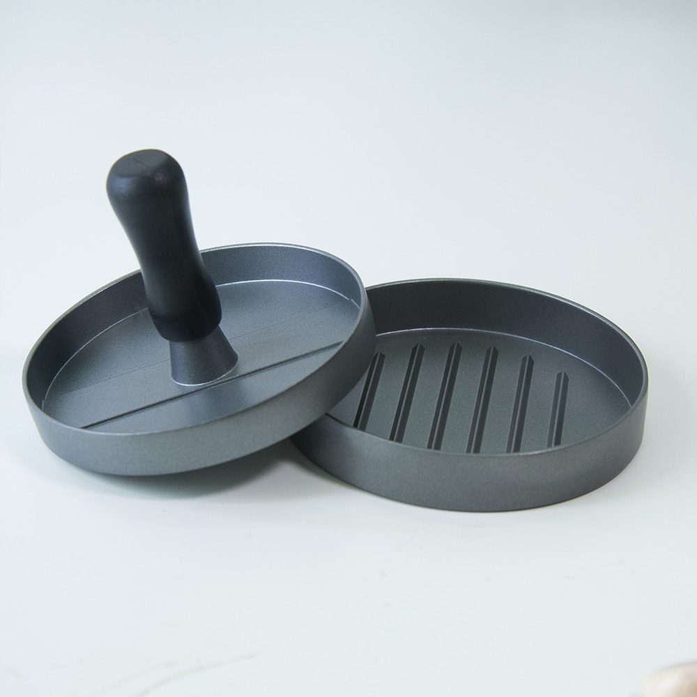 Xyj aluminiumslegering hamburger kødpresser værktøj gør-det-selv koteletter presse pp håndtag kød oksekød grill burger hamburger presser presseværktøj
