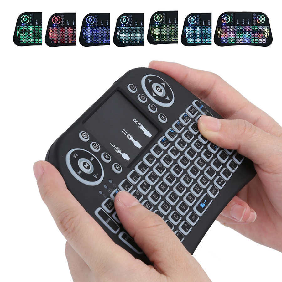 Wireless Keyboard Mini Portable Keyboard 2.4G Wireless Colorful Lighting i10 for Remote Contolling Gaming Travelling Continuous