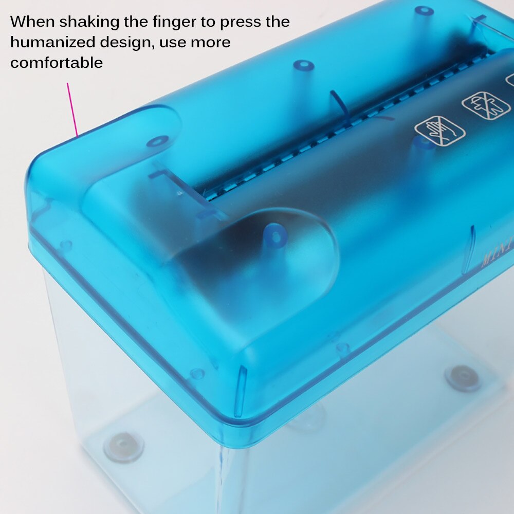 A6 Mini Hand Crank Blue Shredder Crusher Destroyer Paper Documents Cutting Machine-Scll Office Home Manual Paper Shredder