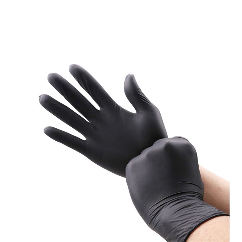 10Pcs/Box Black Disposable Latex Gloves Oil-Proof Nitrile Gloves for Work Kitchen Household Washing Dishes Garden Cleaning: Black 10PCS / M
