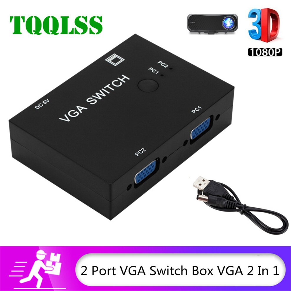 2 In 1 Out Switcher 2 Poort Vga Switch Box Vga Voor Consoles Set-Top Boxes 2 Hosts delen 1 Display Notebook Projector Computer: Default Title