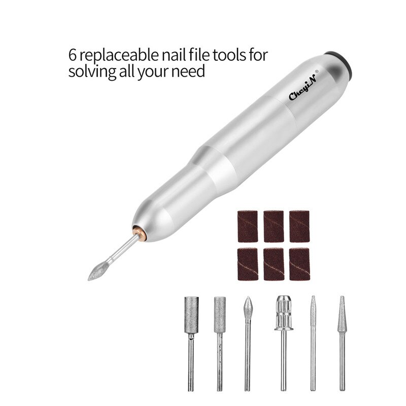 6 in- in-1 elektrische nagelboormachine, pedicure, manicureboorset, frees, nagelvijl, polijstgereedschap voor nail art-pennen