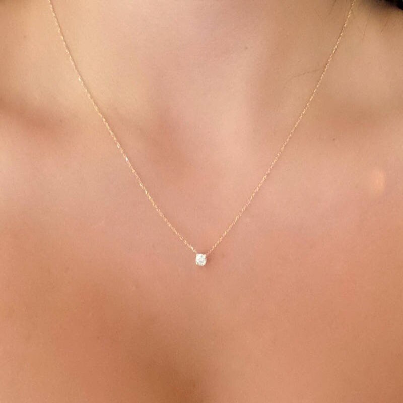 Collier en Zircon brillant Invisible, fine ligne, Simple, ras du cou pour femmes, bijou, collection