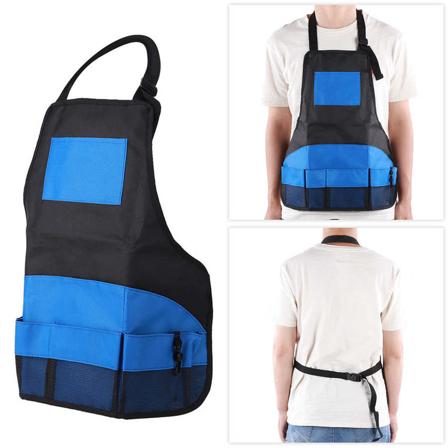 Wooden Chess Multi Pocket Tool Apron Blue Oxford Cloth Durable for Outdoor Garden Accessory chess clock Chess Games