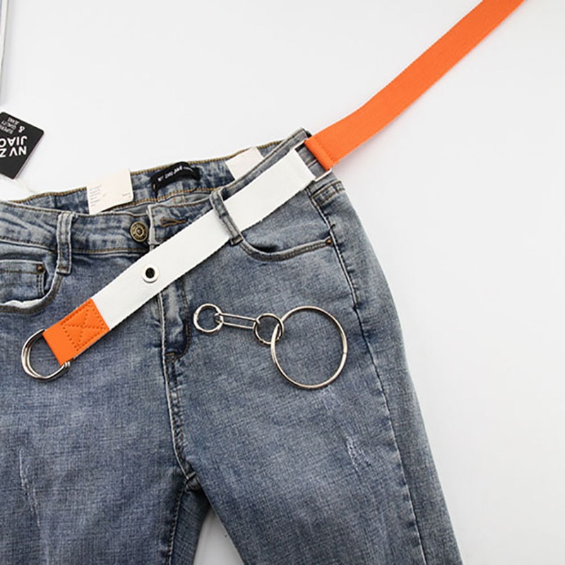 Mænds bælter kvinder lærred afslappet punk lang cirkel dekoration damer rem jeans bukser sort d spænde kvindelig harajuku linning