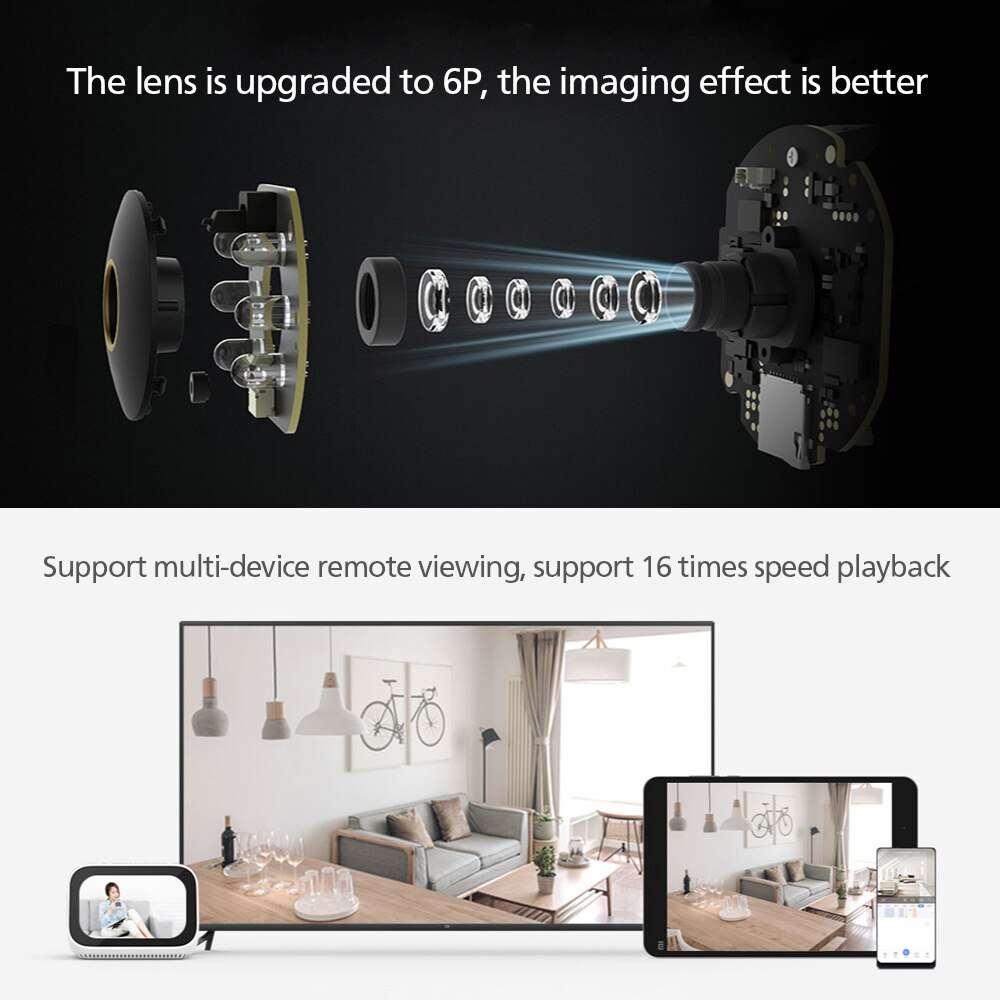 Xiaomi Clever Kamera PTZ Ausführung 2K 1296P F1.4 360 Panorama humanoid Überwachung Infrarot Nacht Vision arbeiten mit Mijia