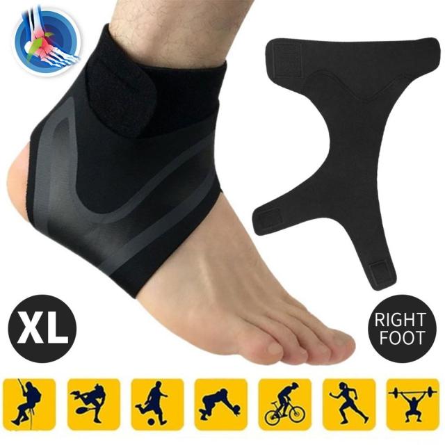 Voet Mouw Ondersteuning Enkel Bandage Zwart Polyester Vezel Duurzaam Veiligheid Been Training: XL Right