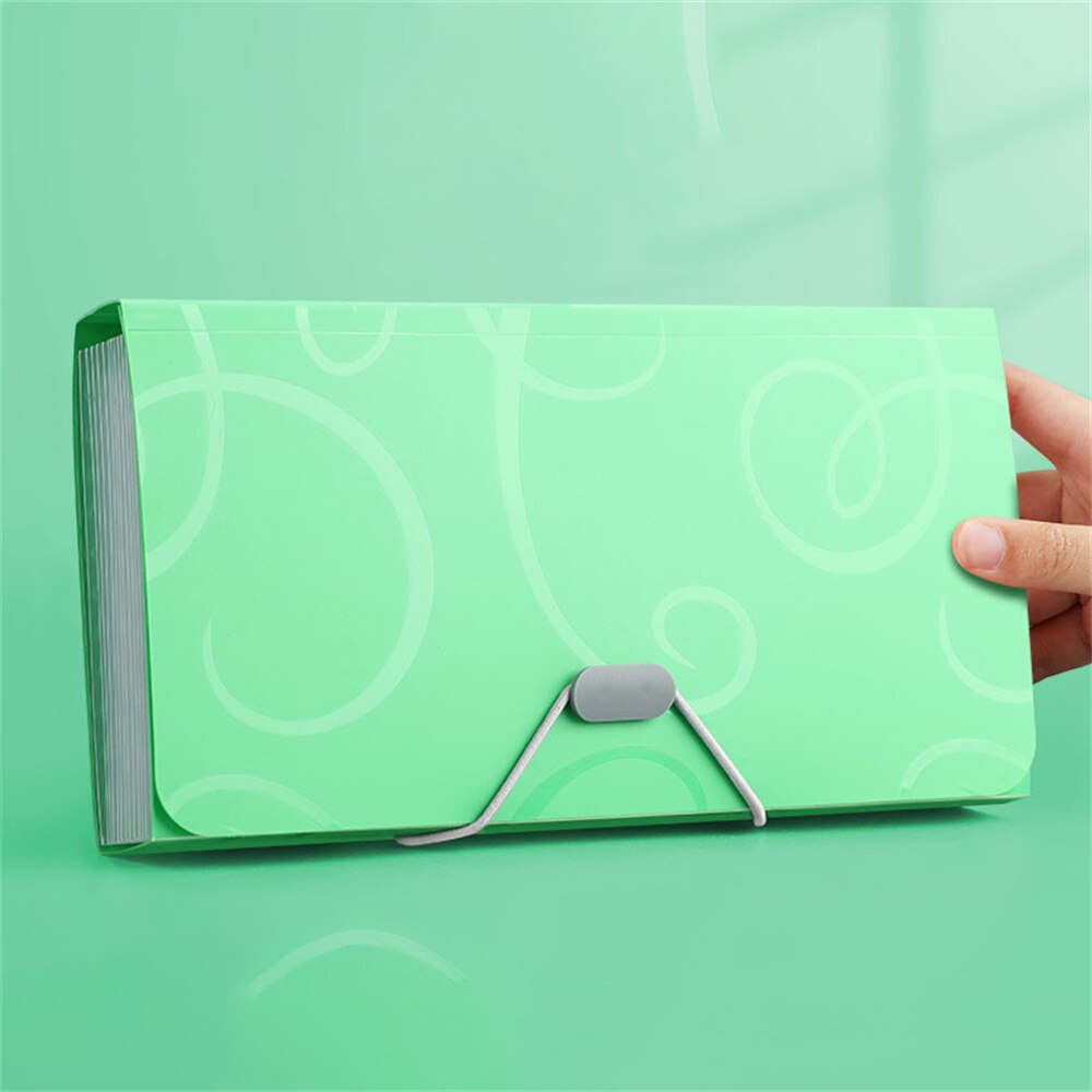 A6 File Folder Large Capacity Documents Organizer Bills Receipt Classification Storage Bag Office Supplies School Stationery: green