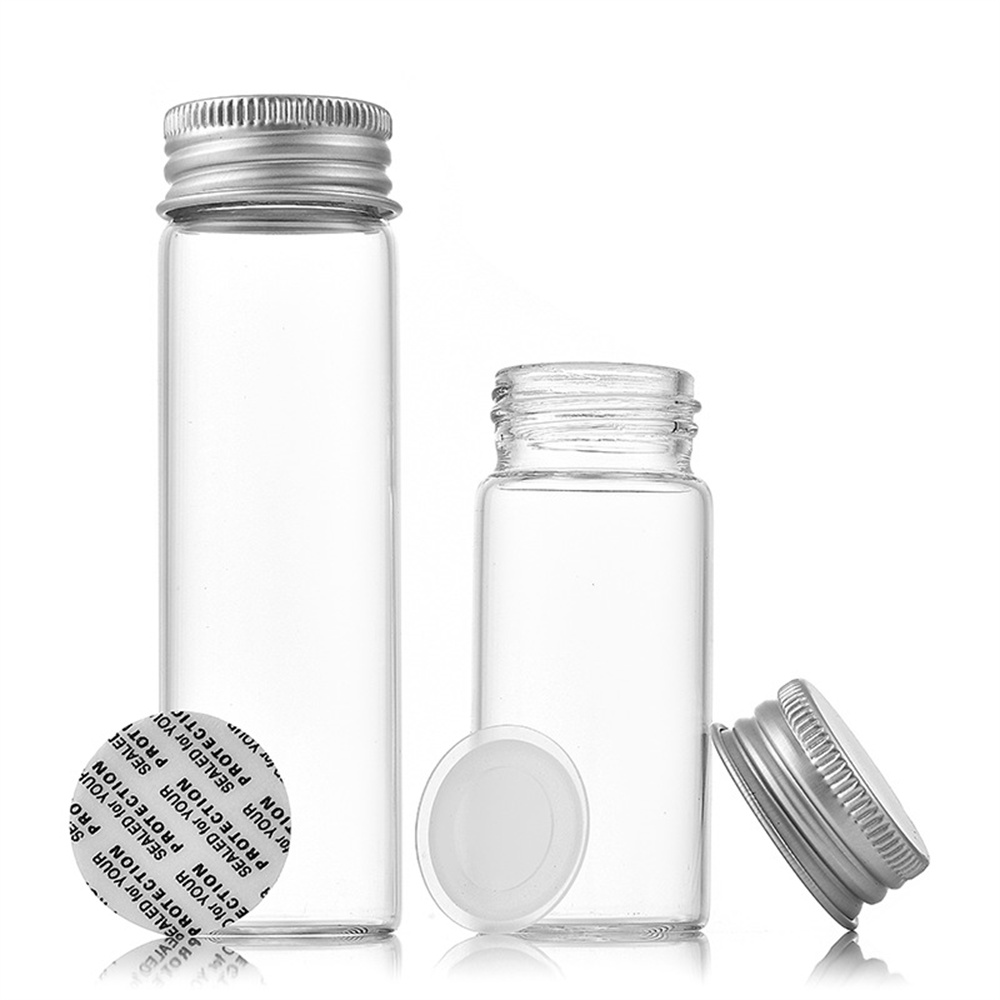 10/20/30/40/50ML Mini Cosmetics Packaging Bottle Glass Aluminium Cap Empty Sample Jars Capsule Medicine Storage Control Bottle