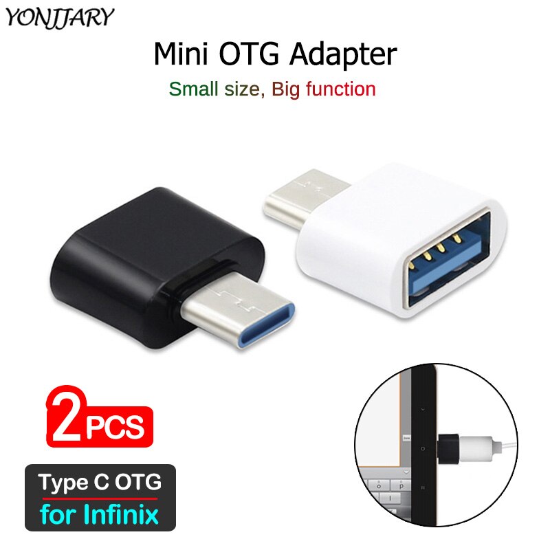 2Pcs USB-C Otg Adapter Voor Infinix Nul 5 6 Pro Adapter Usb Type C Otg Connector Data Converter