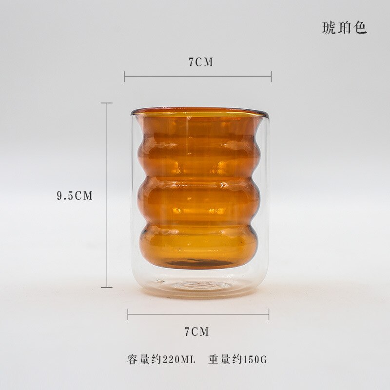 Dobbelt spiralglass høytemperaturbestandig farge kaffekopp melk te juice kopp frokost melk kopp drikke kopp: Rav