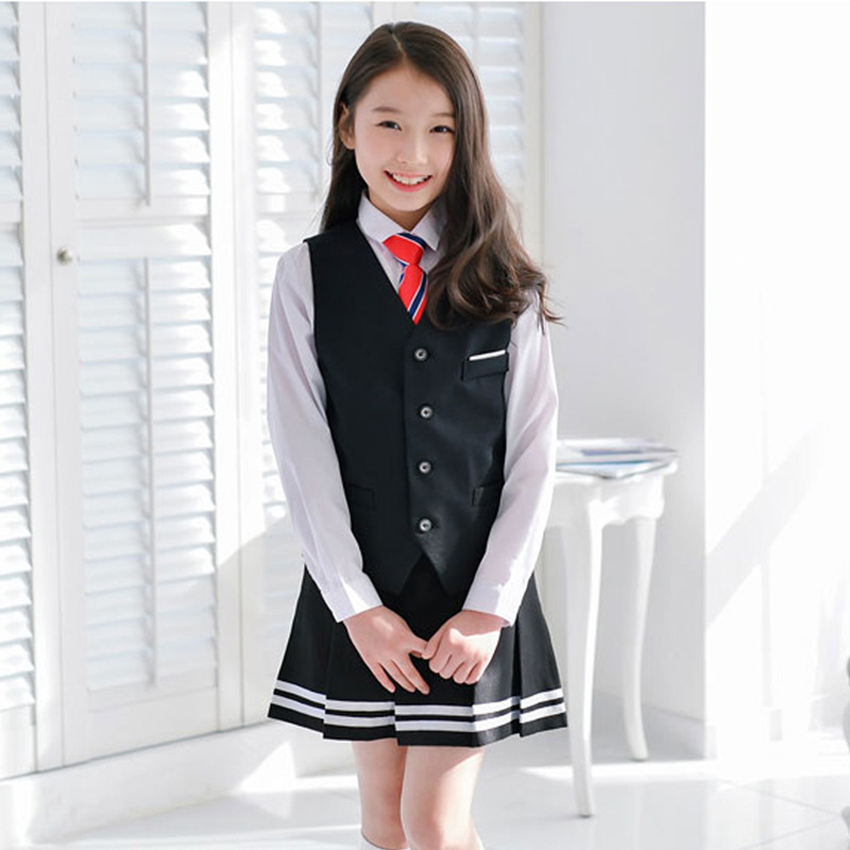 Uniforme scolaire britannique pour enfants 100-170cm, ensemble chemisier pour adolescentes, Costume de pom-pom girl de chorale