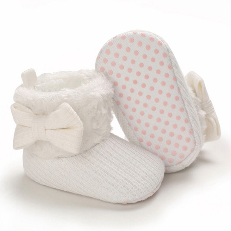 Winter Warm First Walkers Baby Ankle Snow Boots Infant Crochet Knit Fleece Baby Shoes For Boys Girls: Blue / 7-12 Months