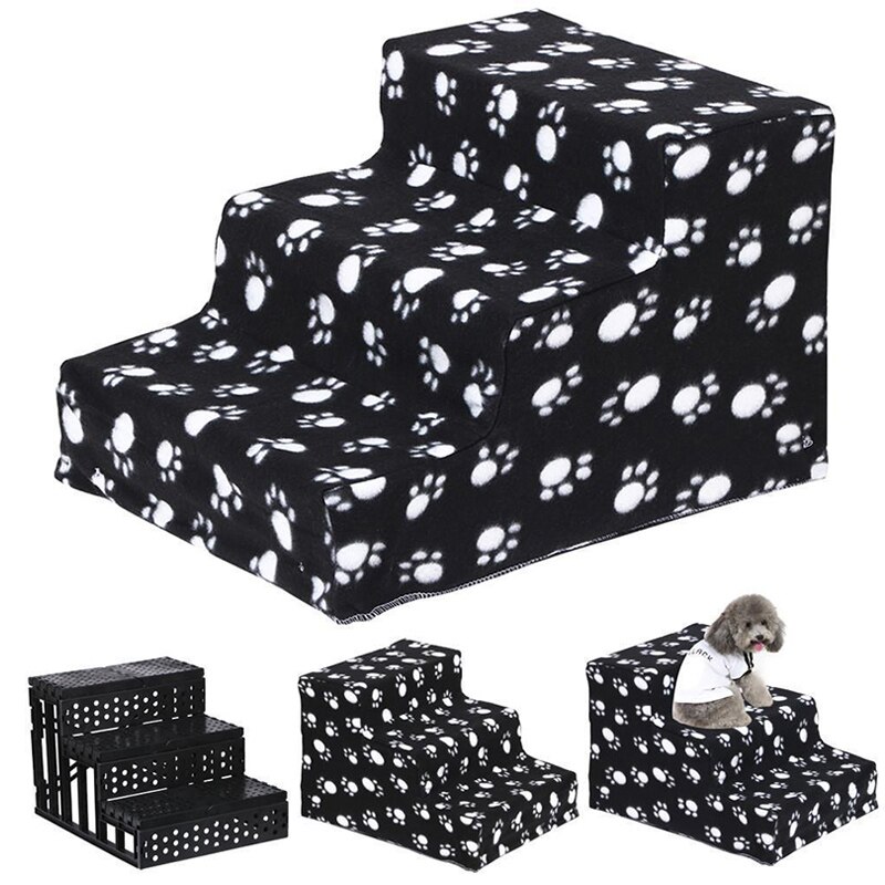 Heypet huisdier hondentrap 3 treden ladder klein hondenhok voor puppy katten huisdier trap antislip verwijderbare puppy honden bed trap