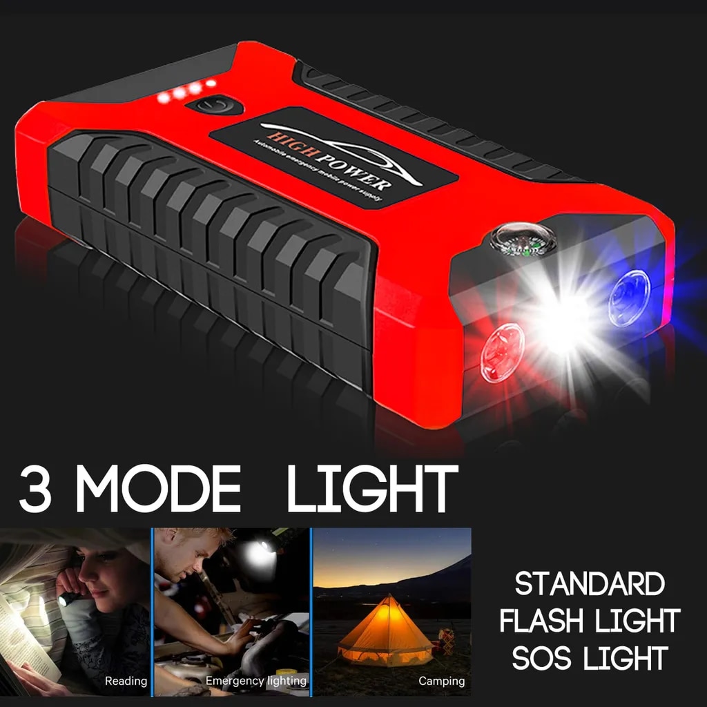 99800mA Car Jump Starter Power Bank Car Battery Booster Charger Starting Device Auto Emergency Start-Up Lighting 4USB EU Plug