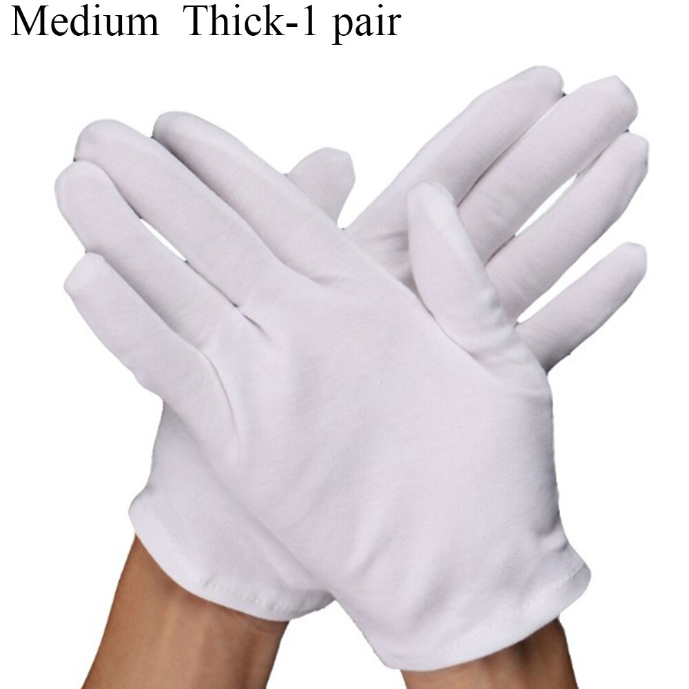 1 paia di Guanti di Cotone Bianco di Pulizia Gioielli di Materiali di Apprezzamento di Giardinaggio Galateo Accessori per La Casa di Controllo di Qualità Glo: medio thick-1 paio
