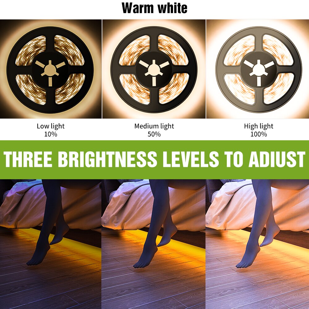 Drahtlose PIR Motion Sensor LED Streifen Licht für Treppen DC5V Küche Nacht Dekor Nacht lampe Band 1M 2M 3M LED Beleuchtung Band