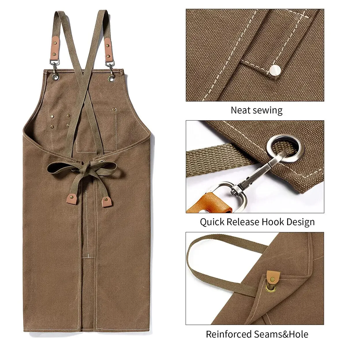 Nueva de delantal con pechera de mezclilla de lona gruesa, cocina, taller, delantal de trabajo pesado para hombres y mujeres, accesorios de cocina para el hogar