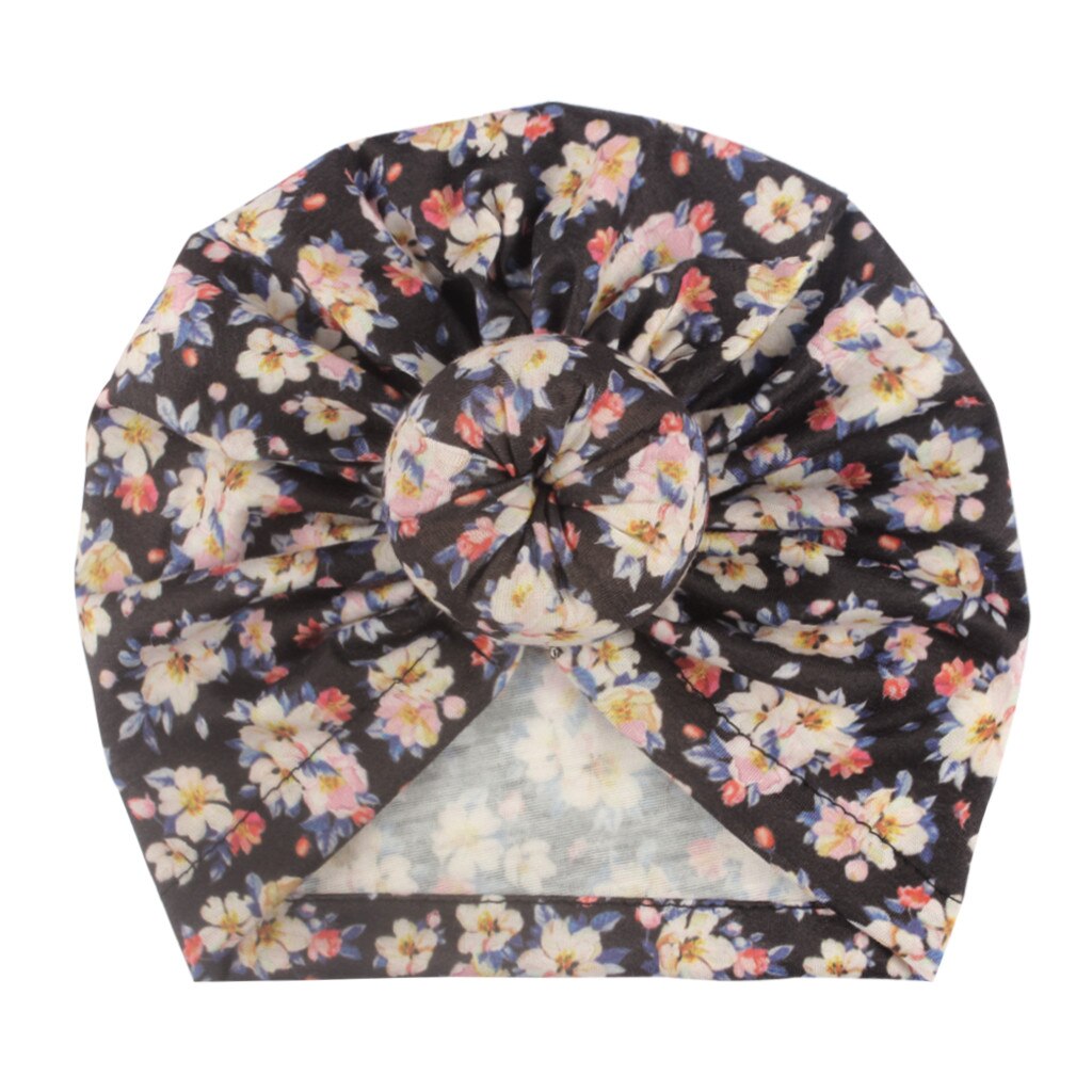 Baby Spullen Bloemenprint Baby Meisje Hoed Met Geknoopt Baby Beanie Baby Meisjes Jongens Accessoires Cap Voor Meisjes Kid hoeden # P30: B