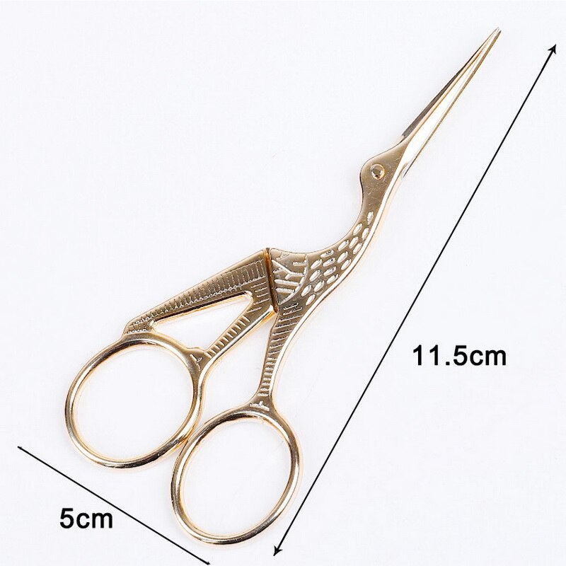 Rustfrit stål klassisk saks kran vintage saks krydssting saks sy tilbehør hjemmet skræddersy stof saks: 11.5cm guld 02
