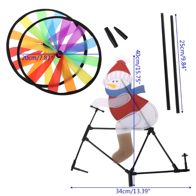3D Grote Kerstman Op Fiets Windmolen Wind Spinner Draaimolen Yard Garden Decor Oct23-C