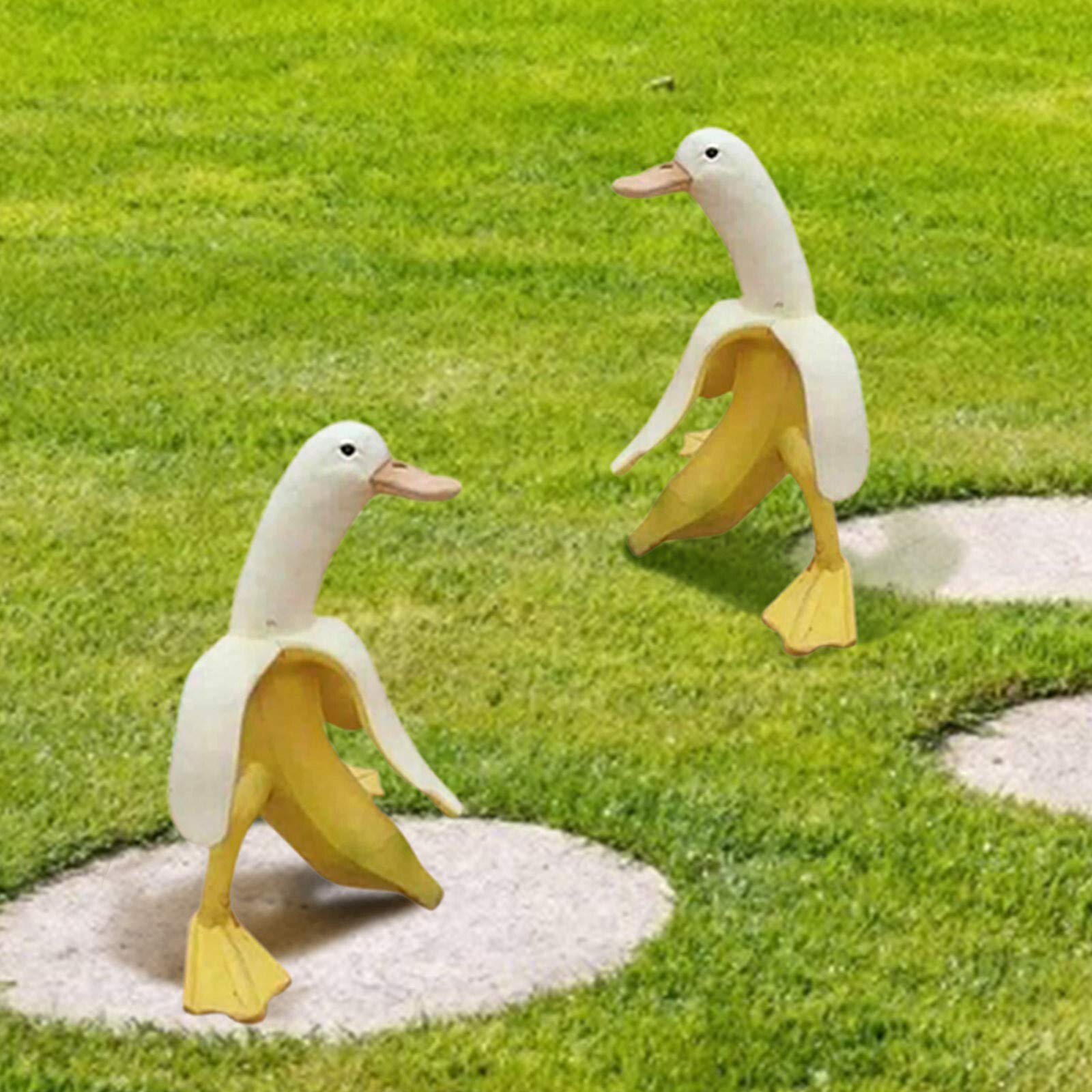 Whimsical Art-Banana Duck Statue Cute Peeled Fine Workmanship Banana Duck For Garden Yard Outdoor Desktop Decoration