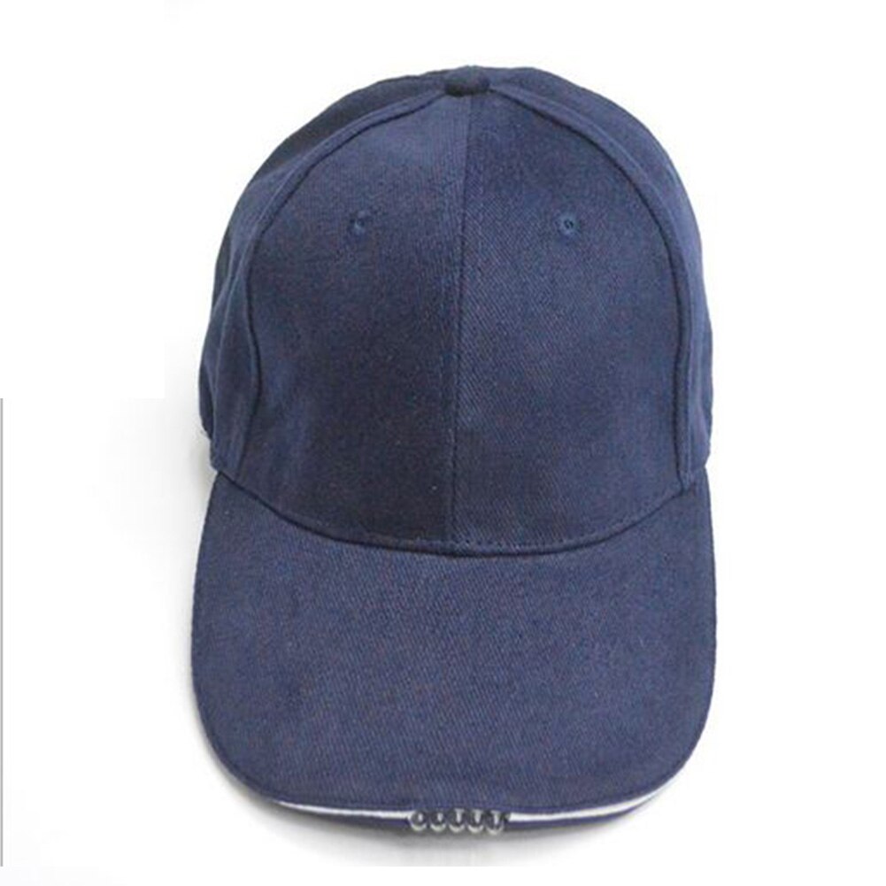 Outdoor Night Lighting Fishing Cap Adjustable LED Light Caps Battery Powered Hat: navy  blue