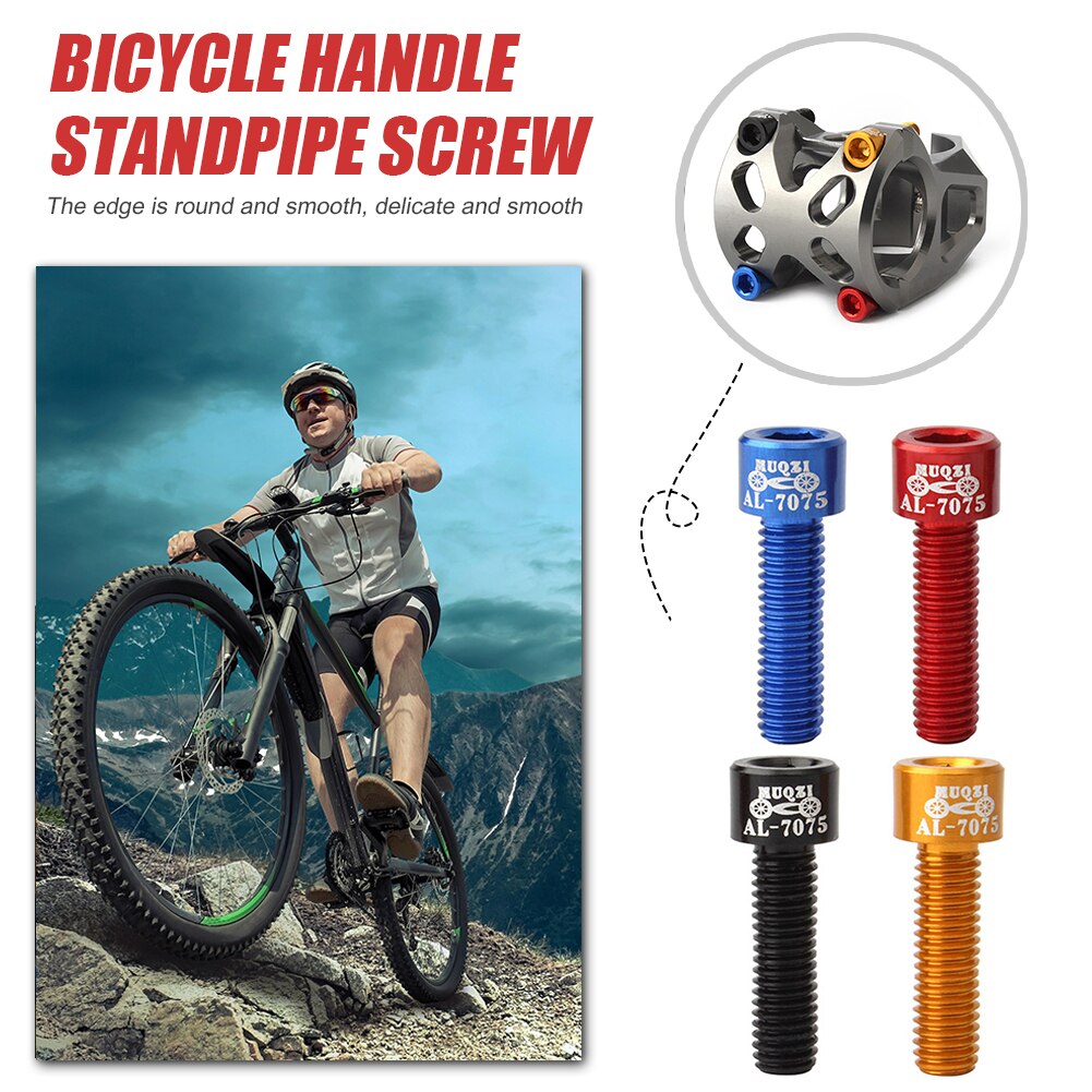 Bicycle Handlebar Stem Screw Fixed Riser Bolts Biking Aluminum Alloy Bike Portable Dustproof Cycling Parts for MUQZI