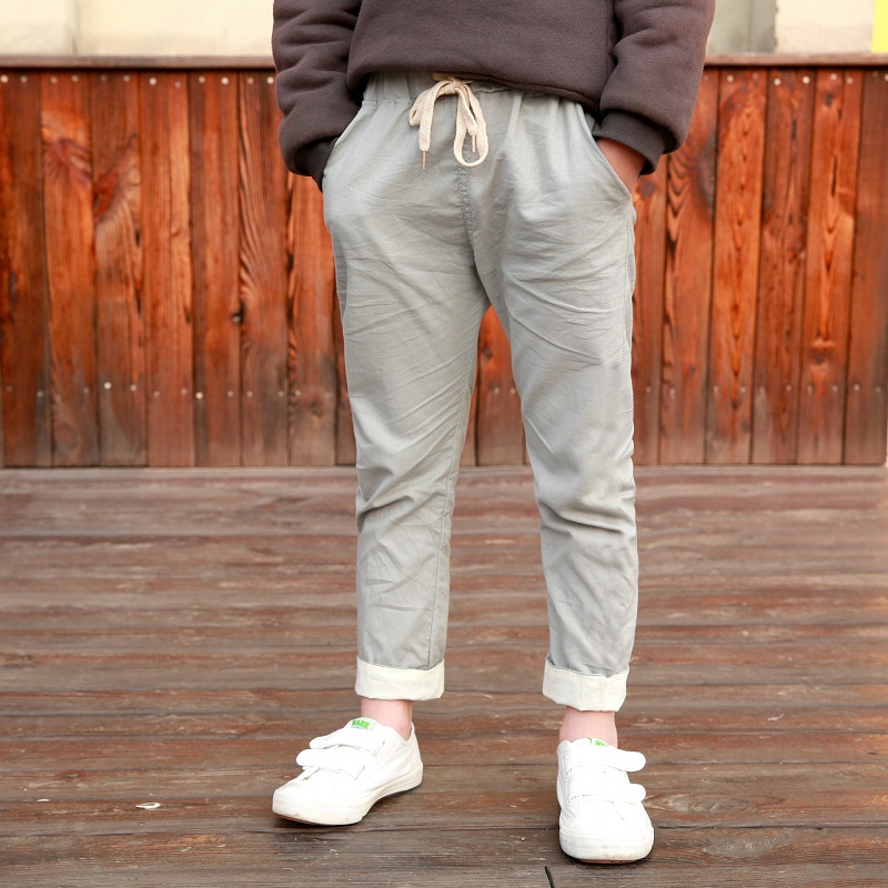 DIIMUU pantaloni sottili estivi pantaloni per ragazzi pantaloni in cotone per bambini pantaloni per bambini stile elastico in vita pantaloni lunghi misura 3 anni: Gray