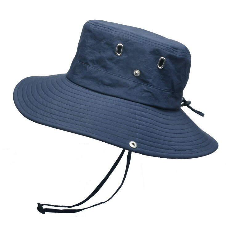 gorras hombre sombrero hombre Respirables de los hombres del verano sol sombrero gorro de pesca al exterior de protección de color sólido sombrero de pescador grandes aleros de viaje de Playa de las mujeres tapas: Navy