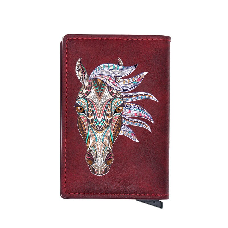 Classique cheval Unique impression numérique porte-carte portefeuille décontracté hommes femmes en cuir Pu court sac à main