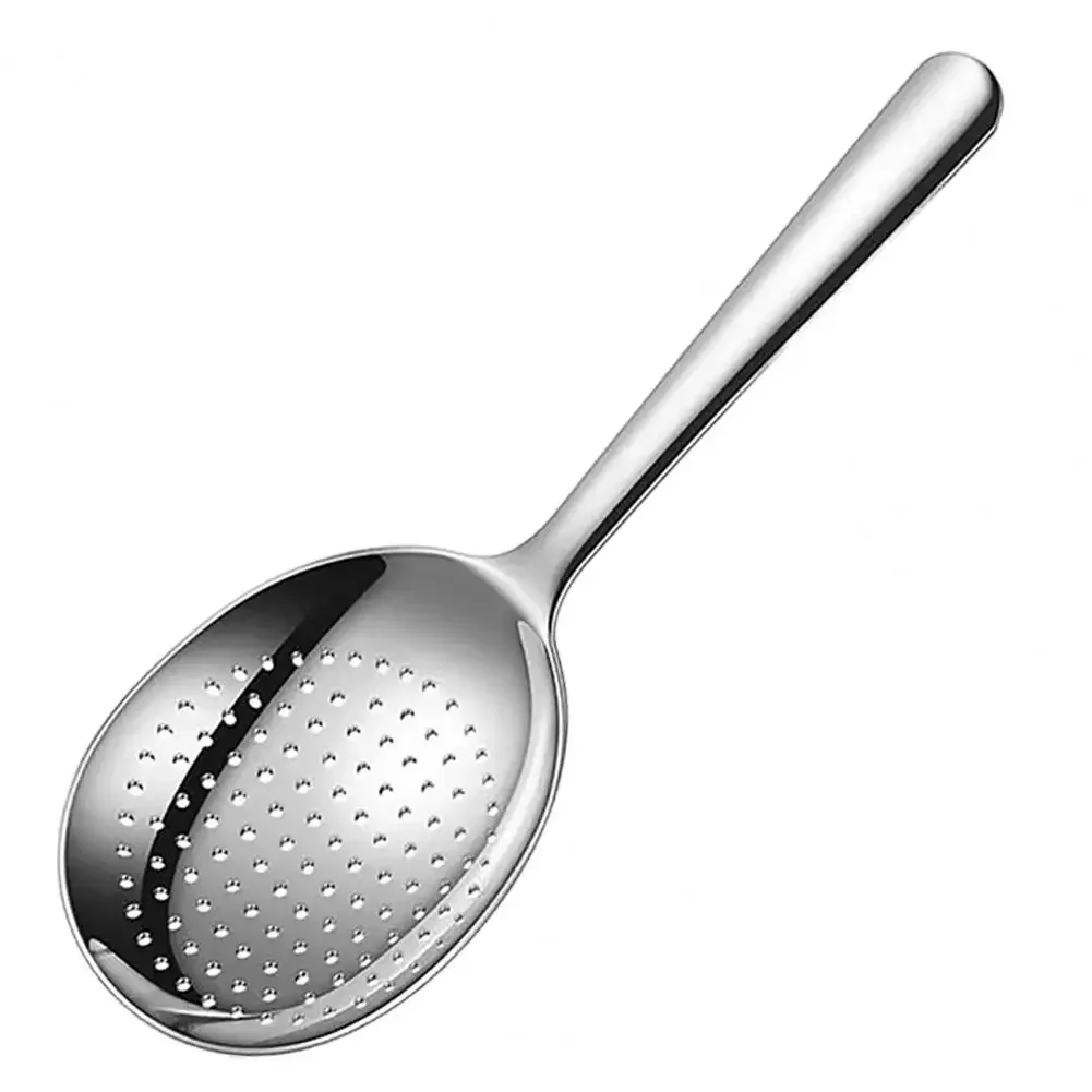 1Pc Stainless Steel Ladles For Serving Soup Rice Serving Spoon Drain Hole Heat Insulated Handle Kitchen Utensils For Daily Use: Silver