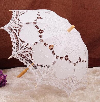 Parapluie en Dentelle pour Mariage, accessoire de , Parapluie brodé pour mariée, blanc, ivoire, noir