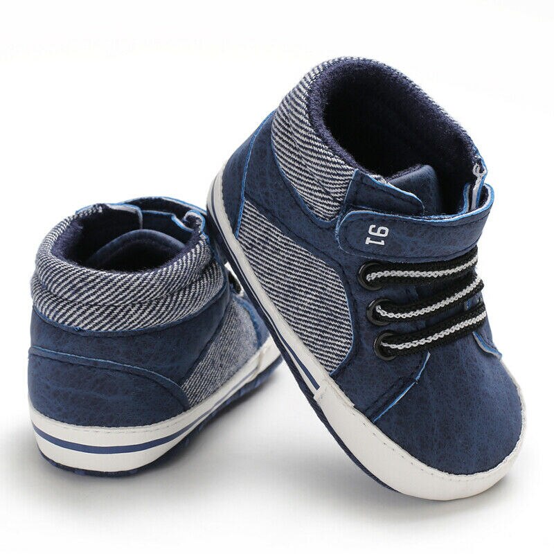 Baby drenge piger sko søde småbørn spædbørn afslappet krybbe sneakers prewalker trænere super baby gåsko: Blå / 0-6 måneder