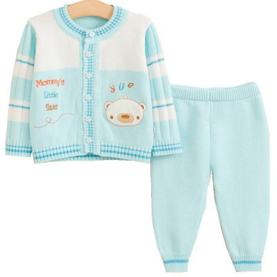 Baby gestreepte lange mouwen warme trui: Blauw / 12m