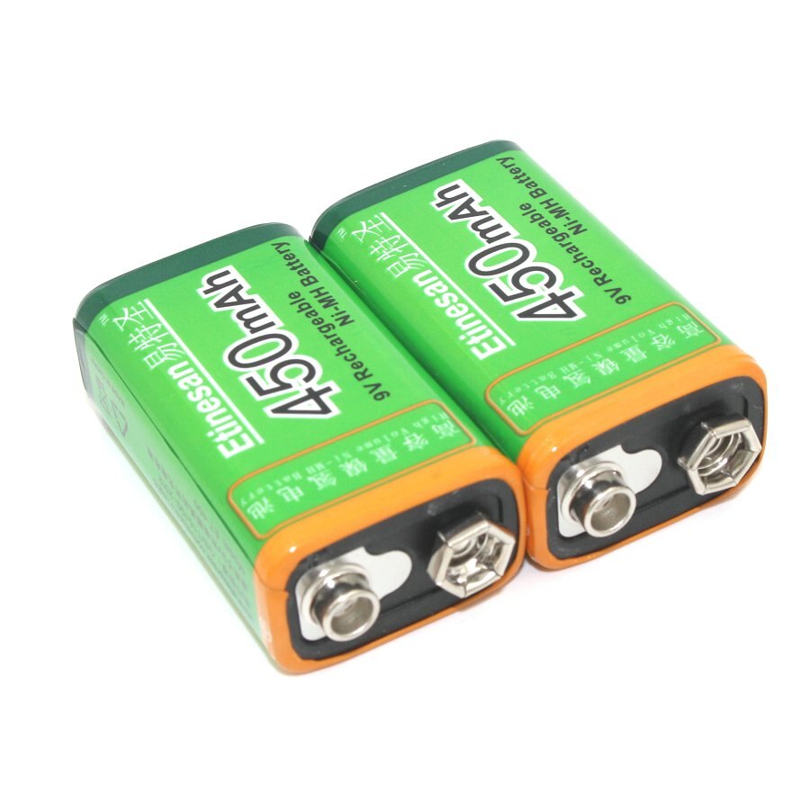 Etinesan 9V 450mAh NiMH Rechargeable Batteries Rectangular Battery -Ultrahigh capacity: 2pcs Batteries