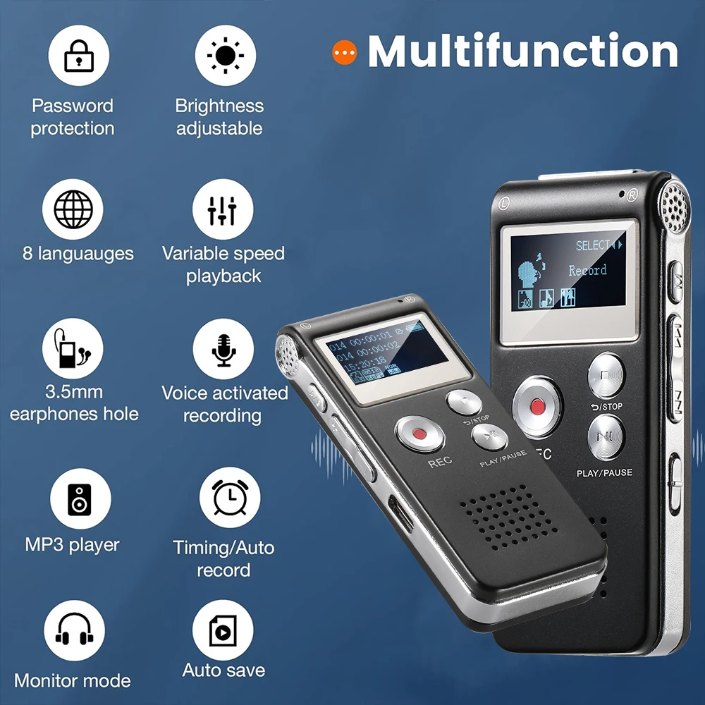 and user-friendly digital recorder, supporting up to 1536kbps. Mini recorder upgraded to MP3 and USB, with playback functi