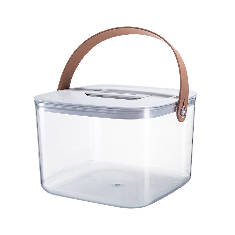 Large Airtight Food Container Plastic Transparent Rice Flour Bin Kitchen Pantry Bulk Food Storage Box with Portable Handle: Small White