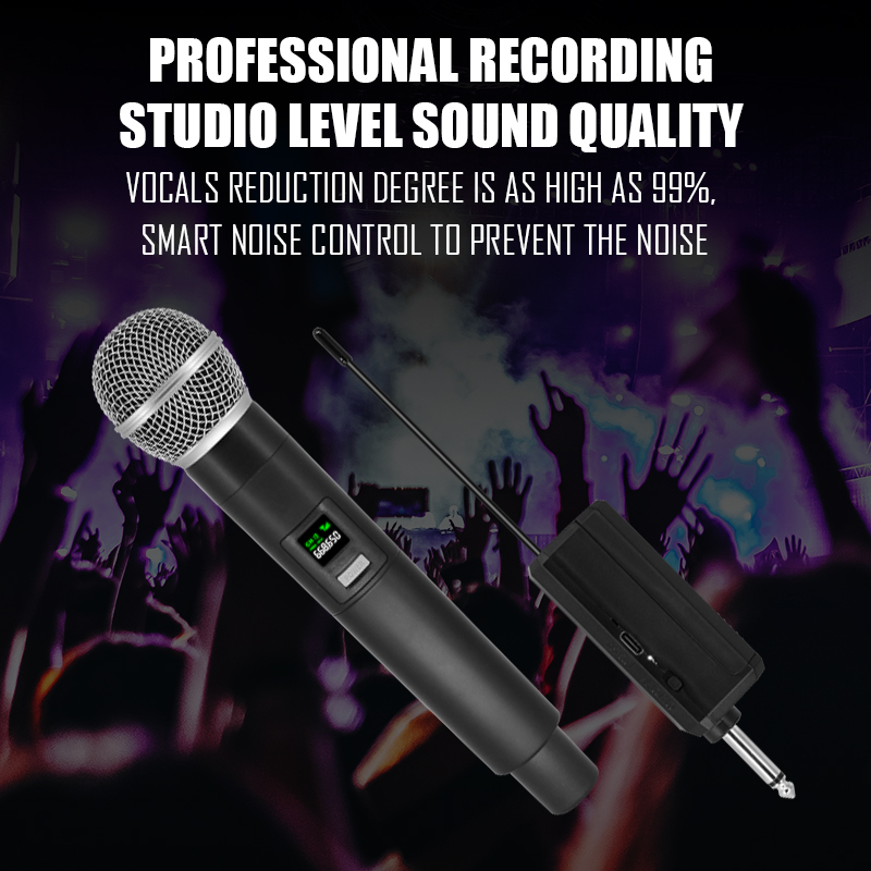 Wireless Microphone 4 Channels Karaoke Handheld Chargeable Easy Use Outdoor With Suitcase