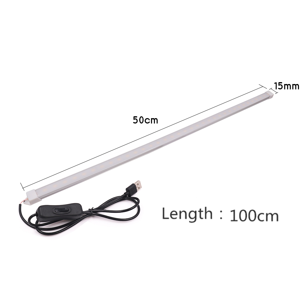 Usb led-barlys 5v x 10/20/35/40/50cm aluminiums stiv led-stripe lysrør for skap kjøkkenbelysning varm kjølig hvit
