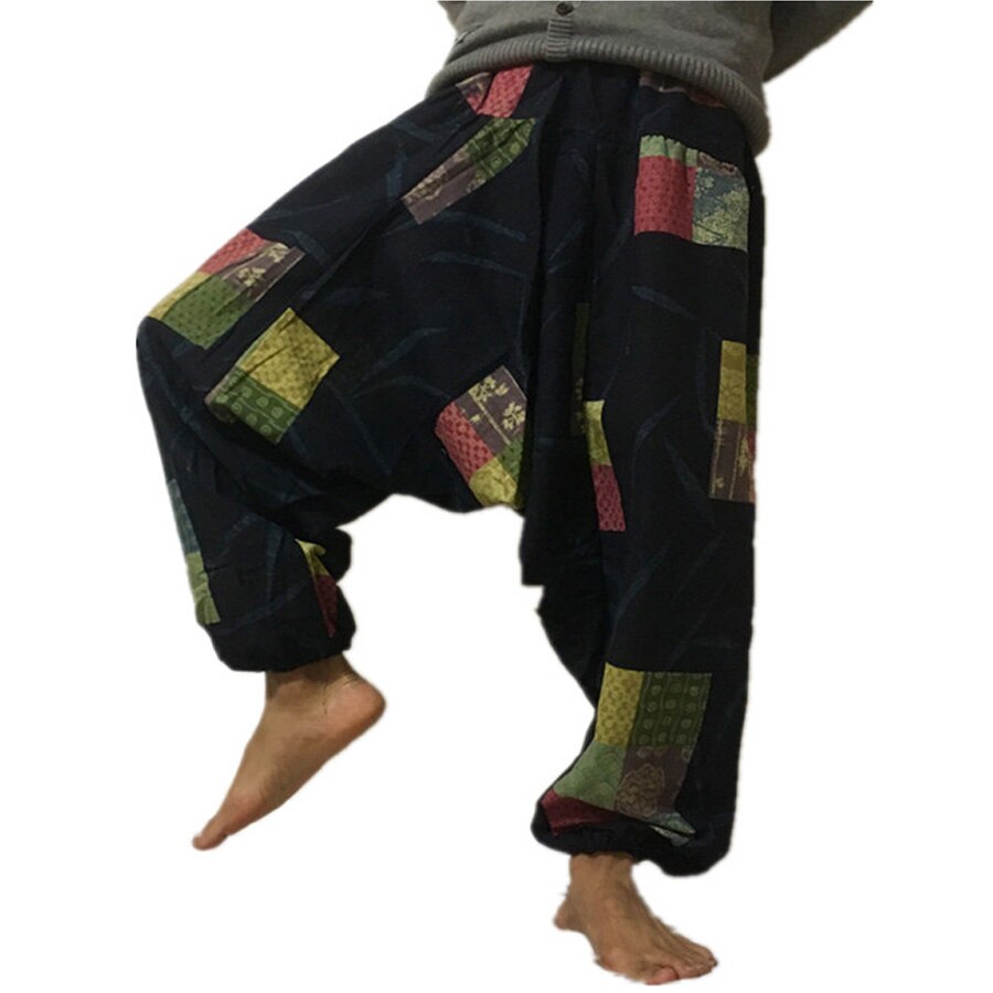 20 print thai hip hop aladdin hmong baggy bomuld hør harem bukser mænd plus size brede ben bukser boho casual bukser cross-bukser